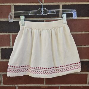 Primark Warm Beige Red Skirt Girls XS Size 4-5 110cm Holiday Winter Cotton Blend